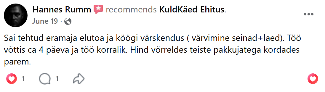 Hannes Rummi arvustus Facebookis